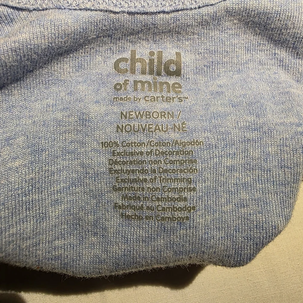 Child of Mine Blue Bodysuit Soft Cotton One Piece Newborn Embroidered EUC